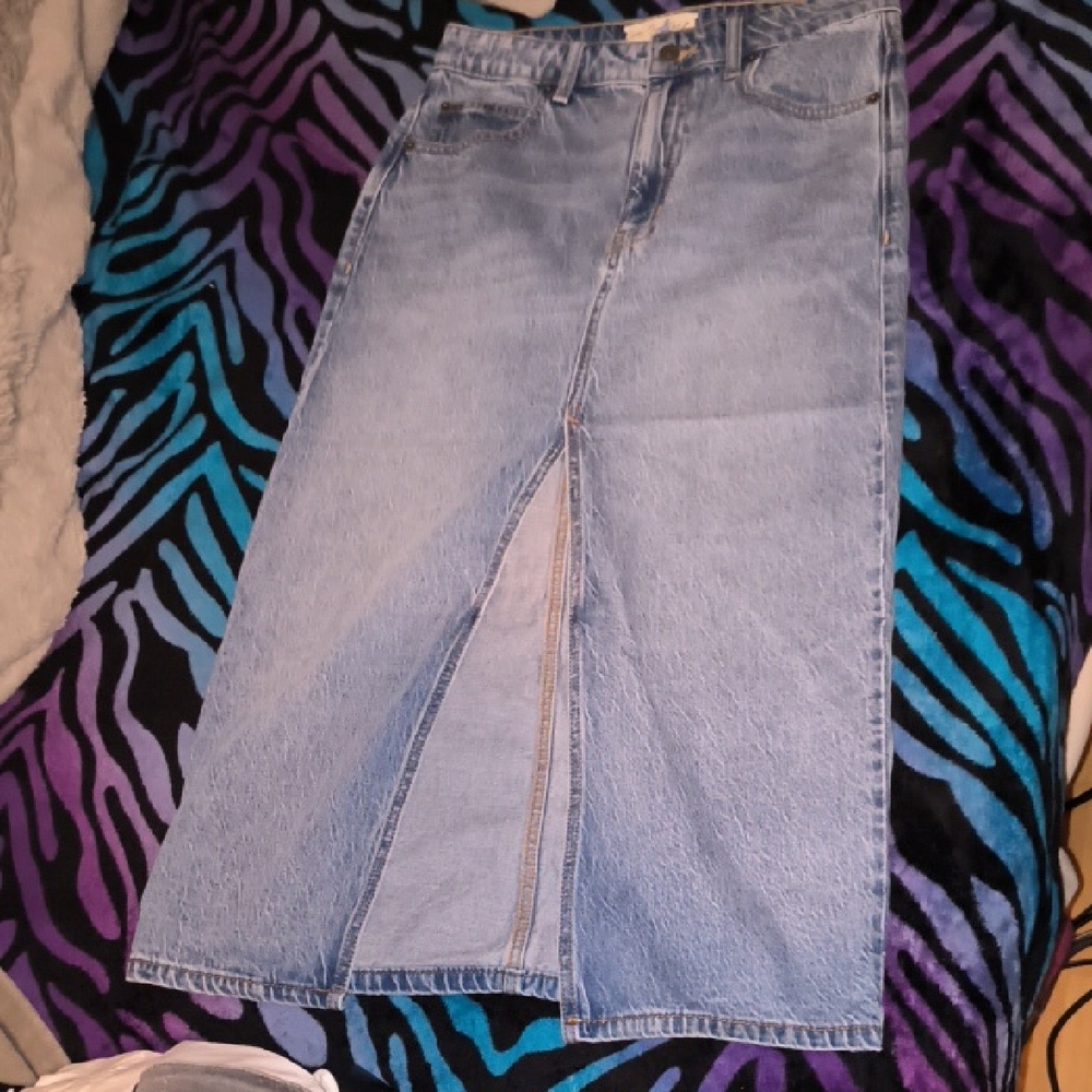 We The Free | Denim Maxi Skirt with Front Slit